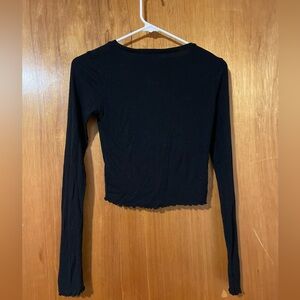Wild Fable Black Ribbed Crop Blouse